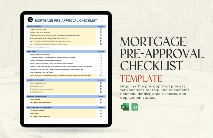 Mortgage Pre-approval Checklist in Excel, Google Sheets - Download ...