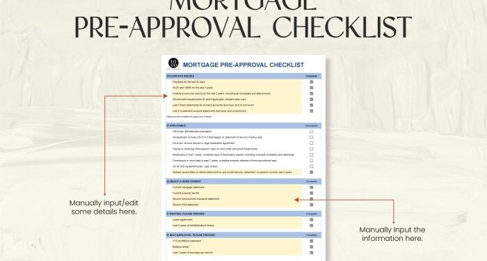 Mortgage Pre Approval Checklist Pdf - Fill Online, Printable, Fillable ...